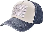 [YANYU] Gymnastics Pink Print Fashion Washed Distressed Baseball Cap Vintage Adjustable Hat with Classic Brim, Navy Blue, One Size