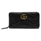 【GUCCI 古馳】Marmont仿舊金色雙G LOGO V字車紋拉鍊長夾(黑色-12卡443123-DRW1T-1000)