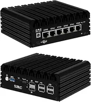 SJRC N100 Mini Computer Fanless Firewall Micro Router Appliance, 6 x 2.5GbE I226-V Ethernet Computer, 12th Gen N100 DDR5 32GB RAM 512GB SSD, VPN, TF, AES-NI, Support Windows, OPNsense