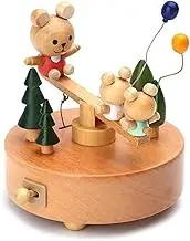 Uoqpty Carousel Music Box,Handmade Music Box Wooden Carousel Clockwork Musical Box,Retro Wooden Carousel Music Box, Beautiful Music,for gi-fts-s Decorations