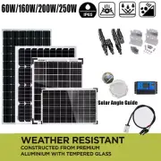 250W 200W 160W 100W 60W Solar Panel Kit Mono 12V Battery Charge Camping Caravan