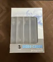 Proguard VHS Tape Storage Cases 5 Pack Clear Plastic Clam Shell STRONG NEW BOX