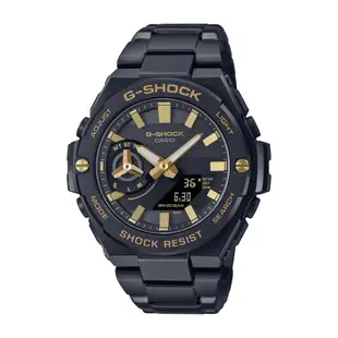 CASIO卡西歐 G-SHOCK 藍牙 太陽能電力 碳纖維核心防護 霸氣奢華 酷帥黑金 強悍輕薄 GST-B500BD-1A9_48.9mm