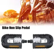 1 Pairs Bicycle Non Slip Pedal 9/16'' Spindle Platform Black Silver Tone