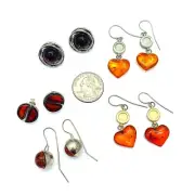 925 Solid Pure Sterling Silver Baltic Amber Pretty Designer Earrings Lot 32 g