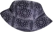 [Healeved] Elegant Fisherman Hat Lightweight Sun Hat Paisley Pattern Uv Shield for Outdoor Wear Black