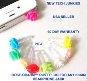 ROSE FLOWER DUST PLUG 3.5mm headphone jack for iPhone 4s 5c 6 plus galaxy s6+ s7