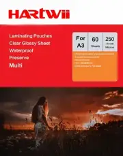 A3 Hot Laminating Pouches 303x426mm Clear Film 250 Micron 125x2 Micron Hartwii