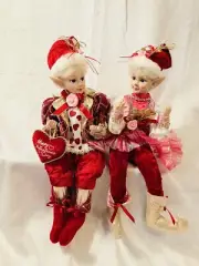 Valentines Fairy elf shelf sitter Doll posable tabletop decor Set Of 2