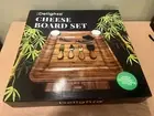 Bamboo Charcuterie Cheese Board Gift Set with Slate Tray, 4 Knives, 2 Dip Bowls