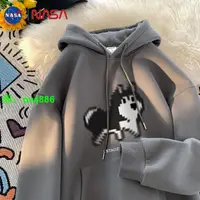 在飛比找樂天市場購物網優惠-NASA聯名哈士奇衛衣男秋冬款卡通印花潮牌歐美風寬松加絨加厚
