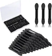 50 PCS Double Head Eyeshadow Applicators, Disposable Sponge Eyeshadow Brush, Black Eye Shadow Brushes Eyeshadow Brushes Makeup Applicator Cosmetic Tools(Black)