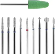 10pcs Nail Drill Bits Set for Manicure, Diamond Bits Drill Kit for Nails Professional Russian Cuticle Removal Bits Manicure Set Professional for Home Salon