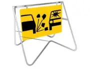 LOOSE STONES GRAVEL PICTO 600 x 600mm Metal Non Reflective Sign w/ Swing Stand