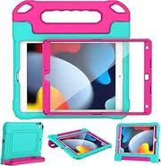 YIHE Kids Case for iPad 10.2 Inch 9th/8th/7th Generation 2021/2020/2019, iPad Pro 10.5 & iPad Air 3, Shockproof Handle Stand Kids Case with Screen Protector for iPad 10.2/10.5 Inch, Cyan&Pink