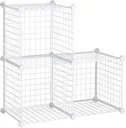 Rubbermaid 3 Piece Storage Wire Stackable Cube Set, Easy Assemble, White, for Closet/Bookshelf/Toys Multi-Use Home Organizer