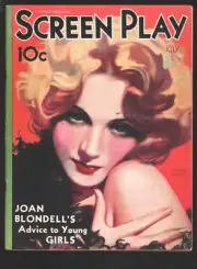MAG: Screen Play 7/1932-Marlene Dietrich cover art by Henry Clive-Joan Blonde...