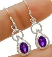 Natural Amethyst 925 Solid Sterling Silver Earrings Jewelry @B15-5