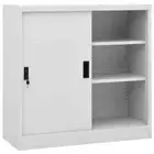 Office Cabinet with Sliding Door File Storage Cupboard Grey 90x40x90cm Steel