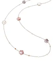 Pasquale Bruni 18K Rose Gold Bouquet Lunaire Multicolor Moonstone & Diamond Flower Polished Disc Statement Necklace, 40