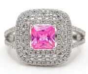 3CT Treated Pink Sapphire & Topaz 925 Solid Sterling Silver Ring Sz 7 UB2-6