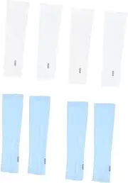 [BIUDECO] Unisex Ice Silk Sunscreen Cuff Arm Guard 4 Pairs Uv Protection Cover for Outdoor Activities Cycling Fishing Men Women