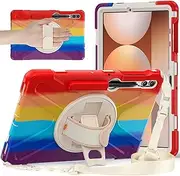 Protective Tablet PC Case Compatible with Samsung Galaxy Tab S9 FE Plus Case SM-X610/SM-X616 12.4inch Case, Heavy Duty Rugged Shockproof Drop Protection Case with Pen Holder,Shoulder Strap Protective