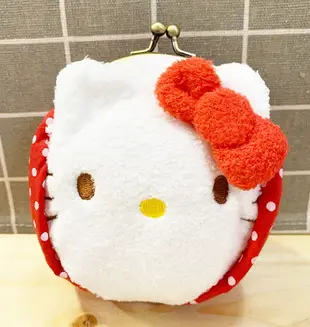 【震撼精品百貨】Hello Kitty_凱蒂貓-三麗鷗 Hello Kitty日本SANRIO三麗鷗KITTY造型珠釦零錢包-紅點*10231