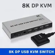 Displayport KVM Switch 8K@60Hz 2 Port USB DP Switch Dual-port KVM DP Switcher