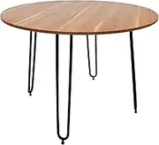 Foret Coffee Table Round 105CM Sofa Tea Dining End Side Wooden Black Metal Legs