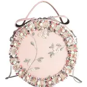 Retro Style Lace Pearl Casual Shoulder Bag Messenger Bag Ladies Handbag Small Round Shoulder Bag