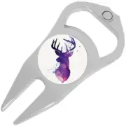 Watercolor Deer Golf Ball Marker Divot Repair Tool Bottle Opener