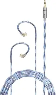 JC20 Spiral Foil Silver Plated Upgrade Cable Gold-Plated 3.5 Four- Plug Worry-Free Wire Control Three Button Earphone Upgraded Cable(Convex 0.78mm C Ector) Azure Blue Purple