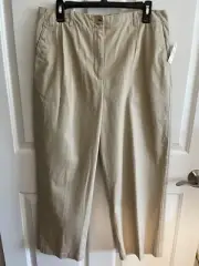 Talbots NWT Tan Khaki Pants, Flat-Front, Women’s Size 14