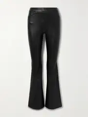 [Spanx] Spanx - Faux Stretch-leather Flared Pants - Black - S S Black