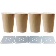 Wwxx XHX 4x 5cm Solid Wood Furniture Legs with Mounting Plate and Screws for Sofa, TV, Bed, Dining Table - 5cm