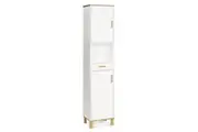 Double Door Bathroom Tall Storage Cabinet 1 Drawer Shelving Cupboard White