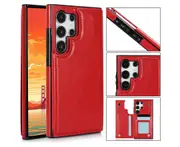 Wallet Case for Samsung Galaxy S24 Ultra,TPU Shockproof Interior Case,RFID Blocking Card Slot,Phone Case for Galaxy S24 Ultra-Red