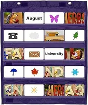 uxcell Magnetic Pocket Chart, Small Pocket Chart Mini Double Sided Classroom Pocket Chart Organizer Wall Hanging for Classroom Supplies, Dark Purple
