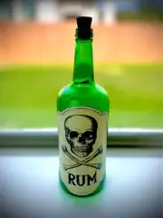 LARGE 1.75L Decorative Empty Pirate Rum Bottle (Skull & Crossbones, Gasparilla)
