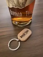 Buffalo Trace Bourbon Wood Keychain 1 Side Laser Engraved
