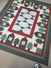 "Timber Line" Handmade Twin Bed Quilt, 100% Cotton,Machine Quilted