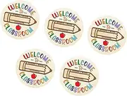 Ｂｅｓｇａ 5x Welcome Sign for Classroom Front Door Sign, Ornaments, Gift Wall Hanging Back to School Wood Door Hanger for School, Decor