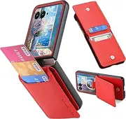 [CCSmall] for Motorola Razr+ Plus 2025 Wallet Case with Card Holder, PU Leather Shockproof Protective Cover with Ring Flip Phone Case for Motorola Moto Razr Plus 2025 LZW Orange