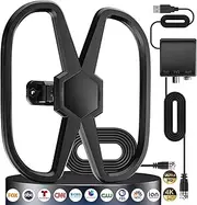 TV Antenna Support 2 TVS, 2900+ Miles Range Digital Antennas for Smart TV, Outdoor/Indoor HD Antennas 360° Reception Local Channels,Amplifier Signal Booster Antenna-Support 8K 4K 1080p-Long Cable