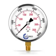 4" Pressure Gauge - Chrome Plated Steel Case, 1/4"NPT, Lower Side Mnt. 5000 PSI