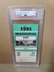 1981 Ronald Reagan Inaugural Staff Pass. Pension Building! Graded PSA 7. RARE!