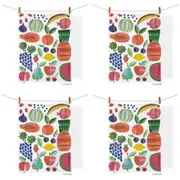 4x WerkShoppe Cotton Kitchen Tea Towel Drying Dish Cloth 53.5x71cm Fruit Stand
