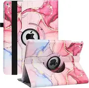 New iPad 9th/ 8th/ 7th Generation Case (10.2 inch) - 360 Degree Rotating Stand Smart Protective Cover with Auto Sleep Wake Feature for Apple iPad 10.2 Inch 2021/2020/2019 (Pink Marble)