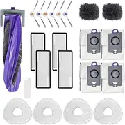 [LUZMQ] 22 Pack Replacement Parts for Narwal Freo Z Ultra Robot Vacuum Cleaner, 1 Main Roller Brush 6 Side Brushes 4 Hepa Filters 4 Mop Pads 4 Vacuum Bags 2 Baseboard Rag1Clean Tool